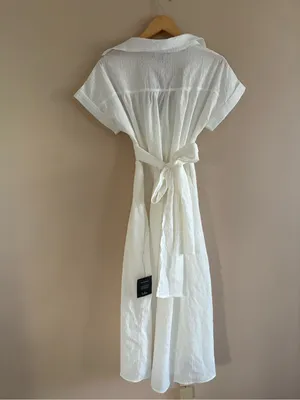 Lulus Palermo Perfection White Collared Midi Dress with Pockets Size Small Beach thumbnail 7