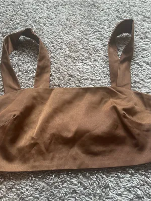 Le Lis Brown Satin Crop Top with Wide Straps thumbnail 2
