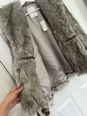 Abercrombie & Fitch Faux Fur Coat Gray Glam Luxe Winter Mob Wife Holiday Jacket Size S thumbnail 4