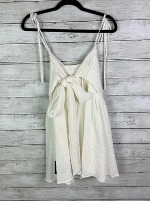 Lulus Cute and Sweet White Tie-Back Mini Skater Dress Size Medium thumbnail 6