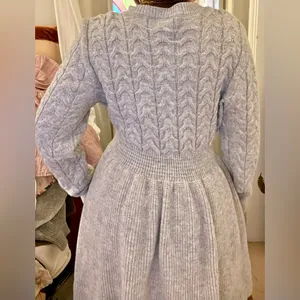 Elegant Gray Cable Knit Dress thumbnail 3