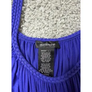 Spense PurpleSmocked Maxi Dress Braided Straps Ruffle Hem Size L Womens thumbnail 4