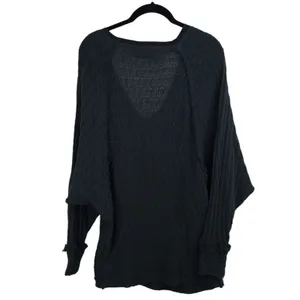 We The Free Free People‎ Sweater Women LBlack Textured Knit Oversized Boho Coastal Grandma thumbnail 7