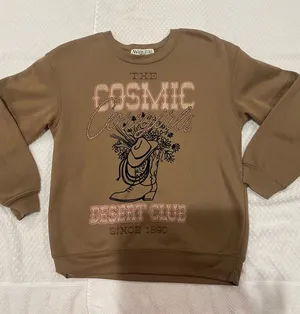 Cosmic Cowgirls Brown Graphic Crewneck Sweater thumbnail 1