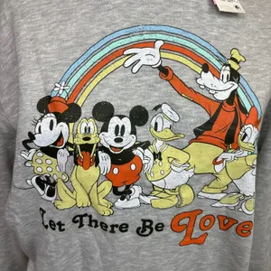 NEW Disney Mickey Mouse Goofy Minnie Grey Long Sleeve Sweatshirt Sweater Top S thumbnail 4