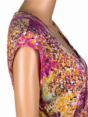 CALVIN KLEIN Fuchsia Multi Abstract Faux Wrap Fit & Flare Stretch Size 8 thumbnail 5