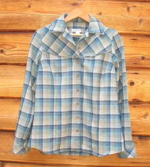 Green Plaid Wool Shirt Top thumbnail 1