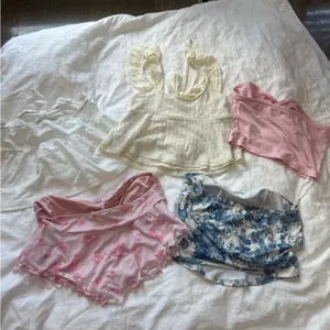 SHEIN Crop Tops Set - White, Cream, Pink,‎ Blue Floral thumbnail 10