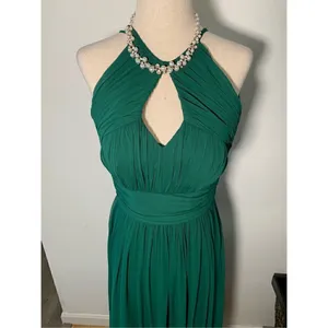 Green bridal dress made of honor size 0 by dessy collection thumbnail 3