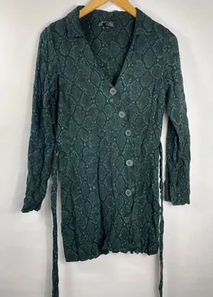 Zara trf collection v-neck snakeprint shirt dress L thumbnail 1