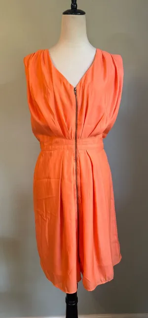 Bar III Peach Orange Sleeveless Zip Front mini Dress L y2k resort dainty resort cute thumbnail 1