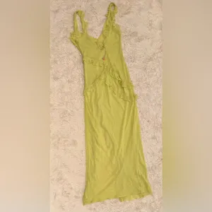 NWOT House of CB Pixie Lime Green Ruffle Maxi Dress sz XS thumbnail 6