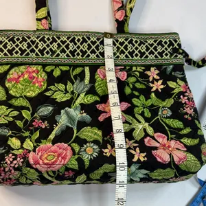 Vera Bradley Black Tote with Pink and Green Floral Pattern thumbnail 10