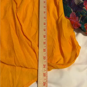 Umgee XL Mustard Floral Balloon Sleeve Boho Blouse Boutique Top thumbnail 5