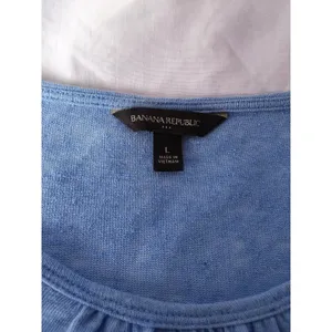 Banana Republic Light Blue Linen Blend Short Sleeve Top Size L thumbnail 2
