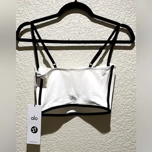 Alo Yoga NWT Airbrush Streamline Bra Tank Top Ivory Black Size S thumbnail 7