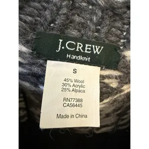 J.Crew Handknit Sweater Womens Sl Gray Excellent Wool Alpaca Snowflake Fair Isle thumbnail 4