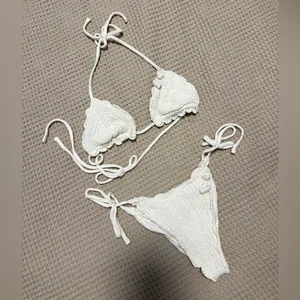 ASOS Elegant Cream Knit Bikini Set thumbnail 7