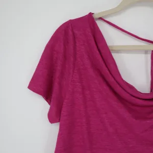 Maeve Anthropologie Women's Horizon‎ Linen Tee Size Small Pink Drape Neck Barbie thumbnail 4