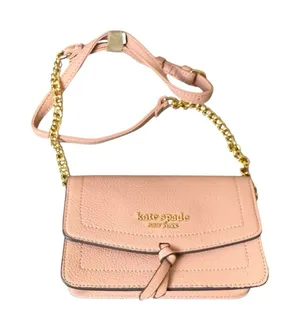 Kate Spade New York Knott‎ Pebbled Leather Flap Crossbody Bag Pink Chain Detail thumbnail 1