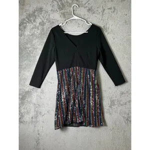 Hutch‎ Sequin Stripe Party Cocktail Mini Dress Black 3/4 Sleeve Women's Size 6 thumbnail 3