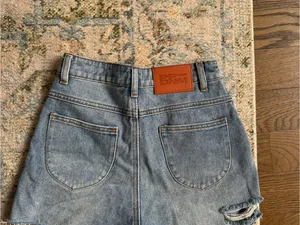 Princess Polly Light Blue Distressed High-Rise Denim Shorts thumbnail 2