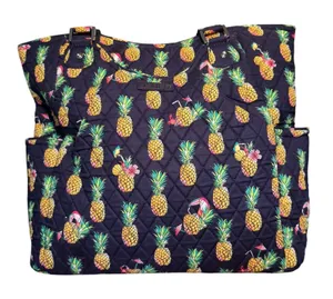 VERA BRADLEY LARGE GLENNA "TOUCAN PARTY" PATTERN‎ Bag Navy Blue Beach Travel thumbnail 1