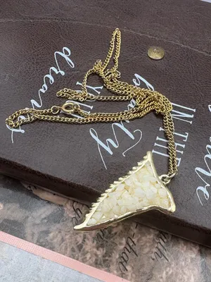 Shark Tooth Pendant Necklace Coastal Boho Style thumbnail 2