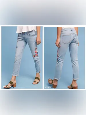 Anthropologie Pilcro Light Blue Embroidered ankle Jeans - SZ:30 thumbnail 3