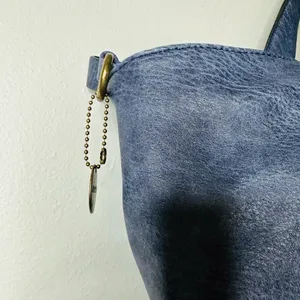 AMPERE Vegan Blue Leather The Amelie Tote Brass Hardware Coin Purse Shoulder Bag thumbnail 12