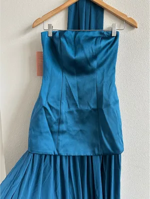 Anthropologie Mare Mare Natalie Strapless Stretch Satin Chiffon Maxi Dress XS thumbnail 4