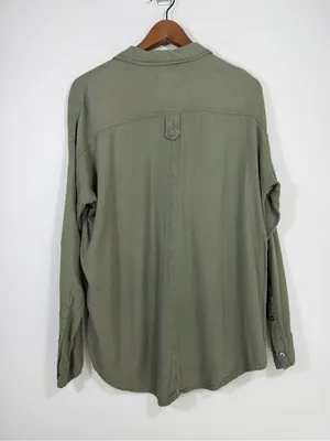 Abercrombie & Fitch Olive Green Oversized Utility Button Down Shirt M thumbnail 2