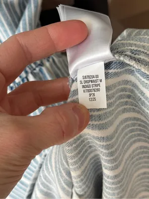 GAP UltraSoft Denim Stripe Drop-Waist Mini Dress indigo striped light wash thumbnail 9