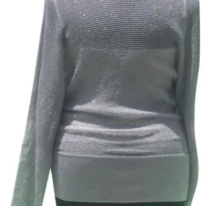 Cache Knit Silver Metallic Peek A Boo Faux Wrap Top New Banded Bottom $98 NWT thumbnail 6