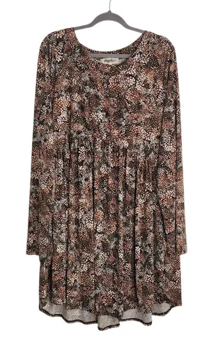 Haptics Textured Brown Floral Print Mini Dress Size 2X thumbnail 1