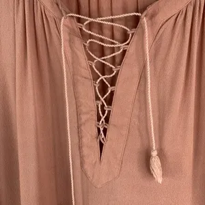 Madewell Size M Blouse‎ Lace Up Front Detail Long Sleeve Dusty Rose Top Women thumbnail 6