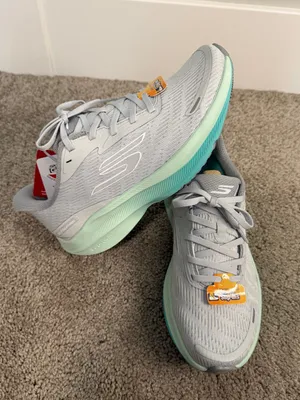 New Skechers Slip-Ins Aero Pulse Gray Aqua Women’s Sneakers Size 6.5 thumbnail 1
