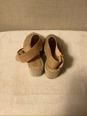 Catherine Malandrino Tan Leather Espadrille Platform Slingback Sandals thumbnail 4
