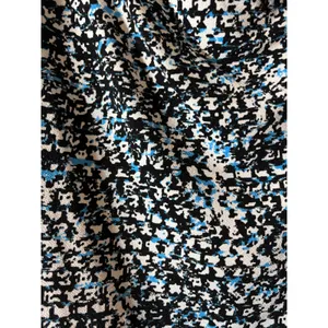 Ann Taylor Women's Size L Blue Black Abstract Cowl Neck 3/4 Sleeves Blouse Top thumbnail 4