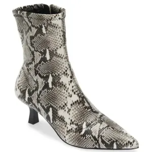 Abound Grey Snakeskin Print Pointed Toe Kitten‎ Heel Ankle Boots Size 7 NEW thumbnail 1