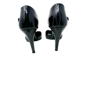 Prada Ombre Patent Leather T-Strap Pumps Black Metallic Green Gold 38.5 thumbnail 7