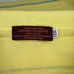 Abercrombie‎ & Fitch Polo S/M Y2K 90s Yellow Striped Embroidered Logo Shirt READ thumbnail 5