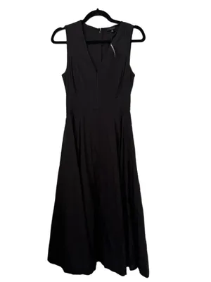 Madewell V-Neck Circle Midi Dress Black 100% Cotton Poplin NWT Womens 00 fits XS thumbnail 6