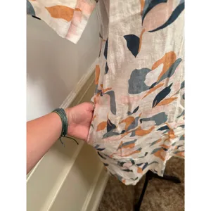 Rachel Zoe 100% Linen Abstract Floral Button Front Shirt Dress with Pockets thumbnail 5
