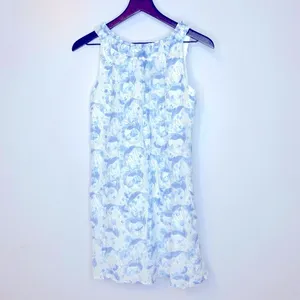 Zara Basic Blue and White Sleeveless Floral Dress‎ Size M thumbnail 2