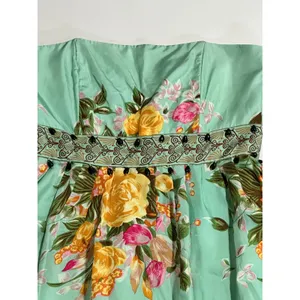 Vintage Y2K Plenty Silk Strapless Floral Bubble Hem Mini Dress Size 8 FLAW thumbnail 4