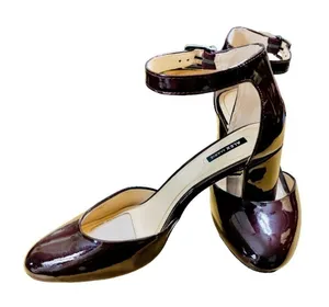 ALEX MARIE PATENT LEATHER ANKLE STRAP HEEL SIZE 9 burgundy color thumbnail 1