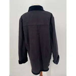 J Percy Vtg Black‎ Faux Suede Fur Lining Trim Coat Size Women XL thumbnail 2