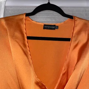 Orange Satin Twist Front Mini Dress thumbnail 3