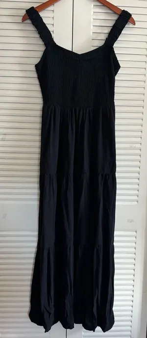 Line and Dot Market & Spruce Black Sweetheart Smocked Strappy Sleeveless Maxi Dress Size S thumbnail 1